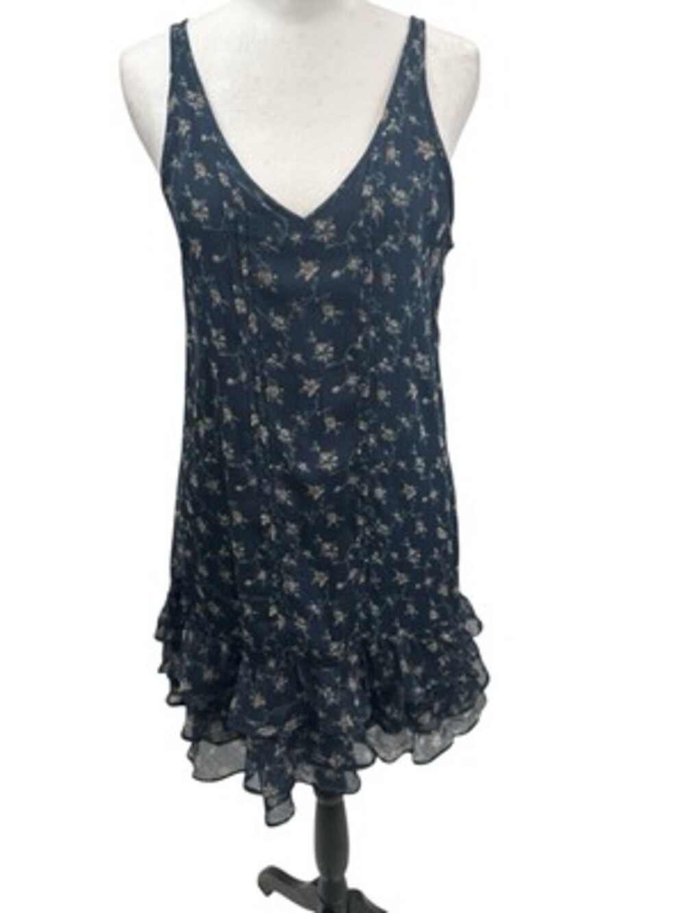 Abercrombie & Fitch Navy Floral Ruffle Hem Babydoll Mini Dress Size S